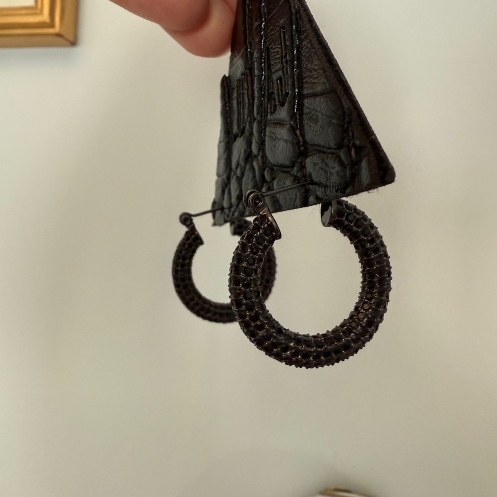 LUV AJ Black pave Amalfi hoop earrings